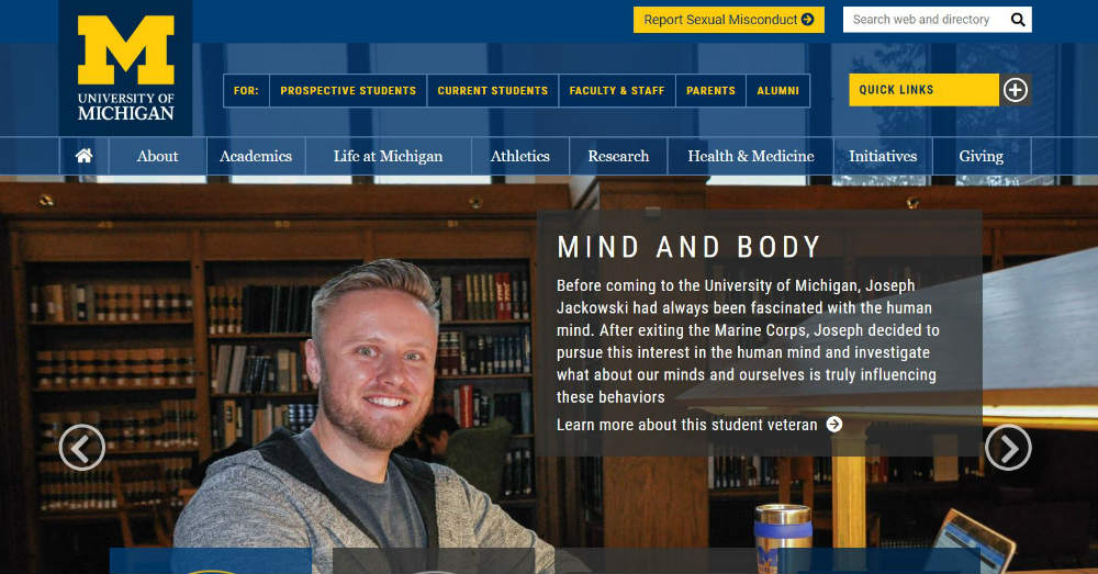 University_of_Michigan website