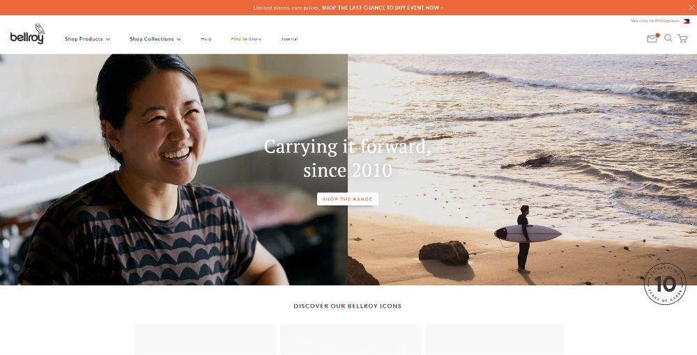 bellroy homepage