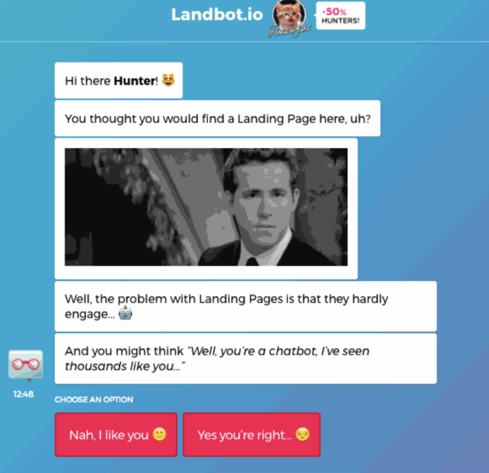 landbot web page design