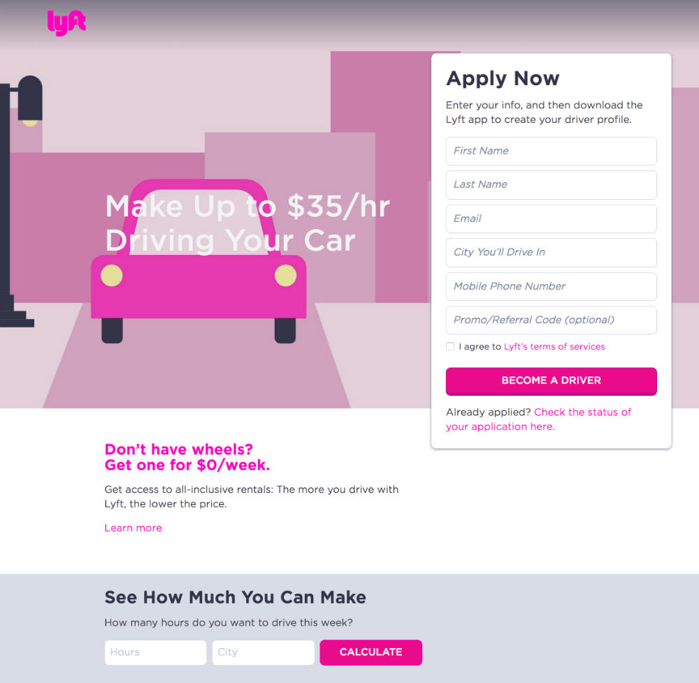 lyft web page design