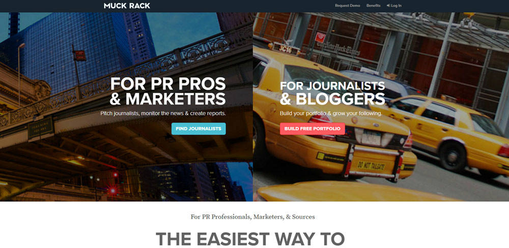 muck rack web page design