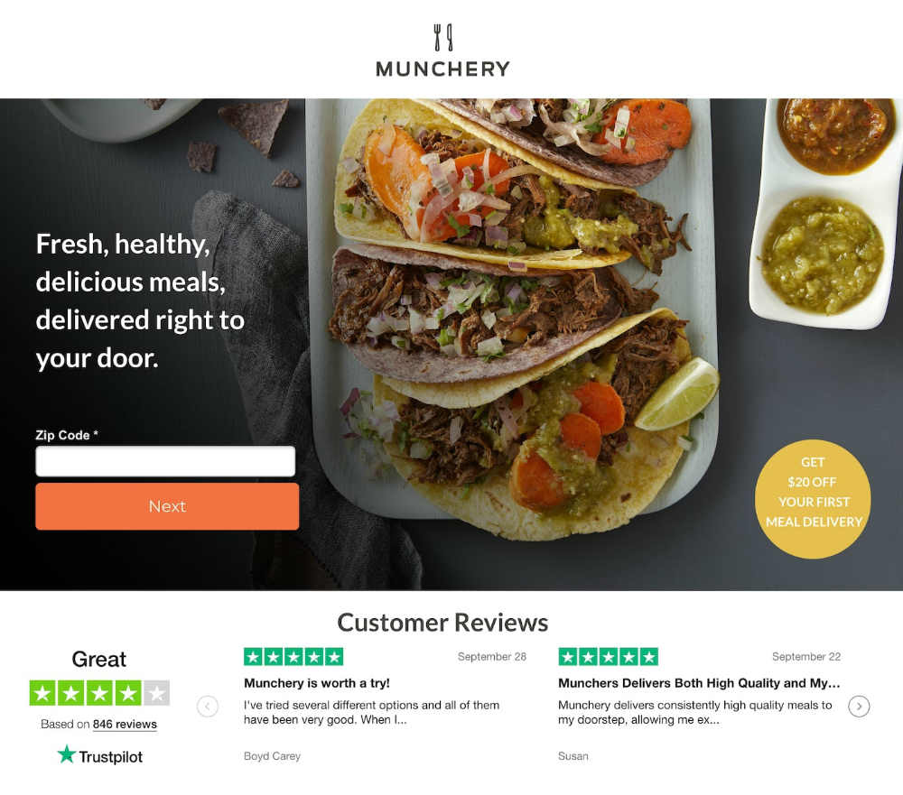 munchery web page design