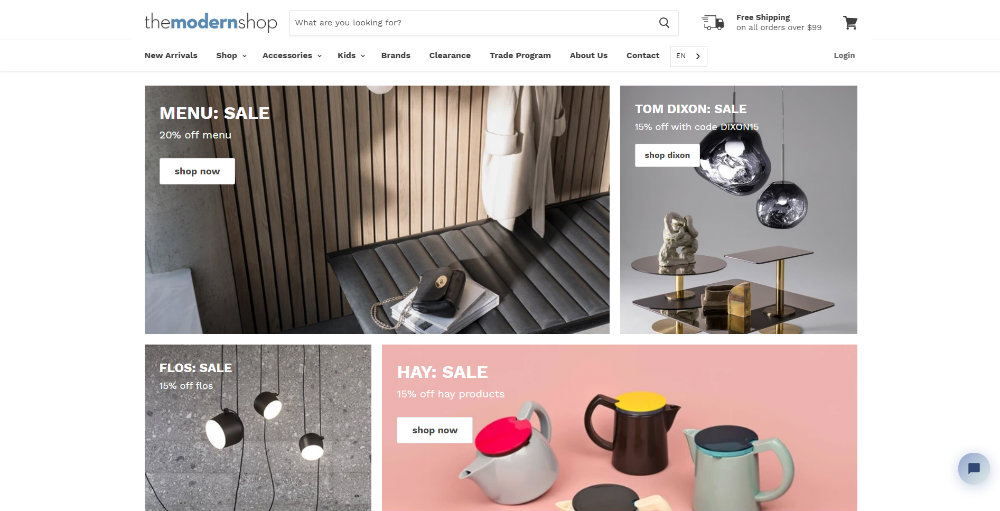 the-modern-shop homepage