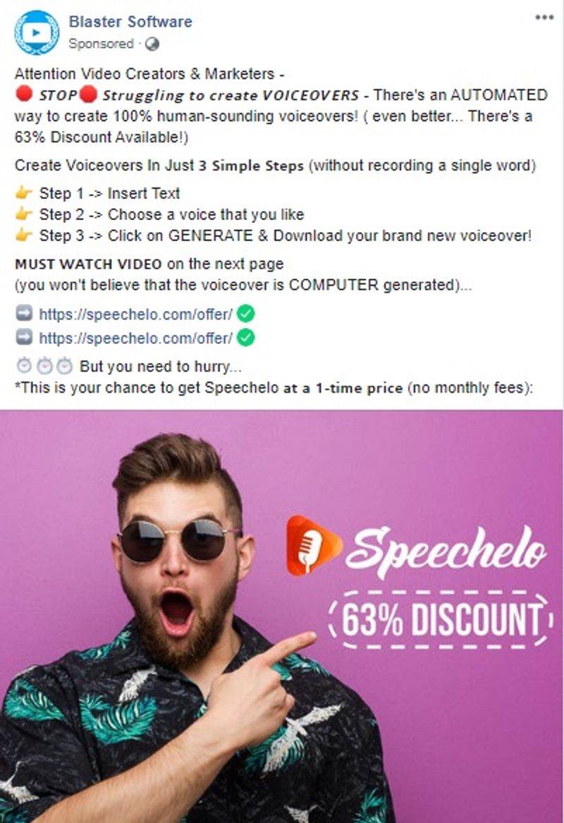 top facebook ads example