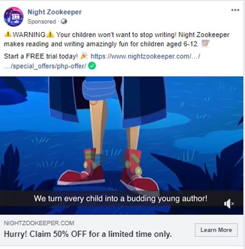 top facebook ads example